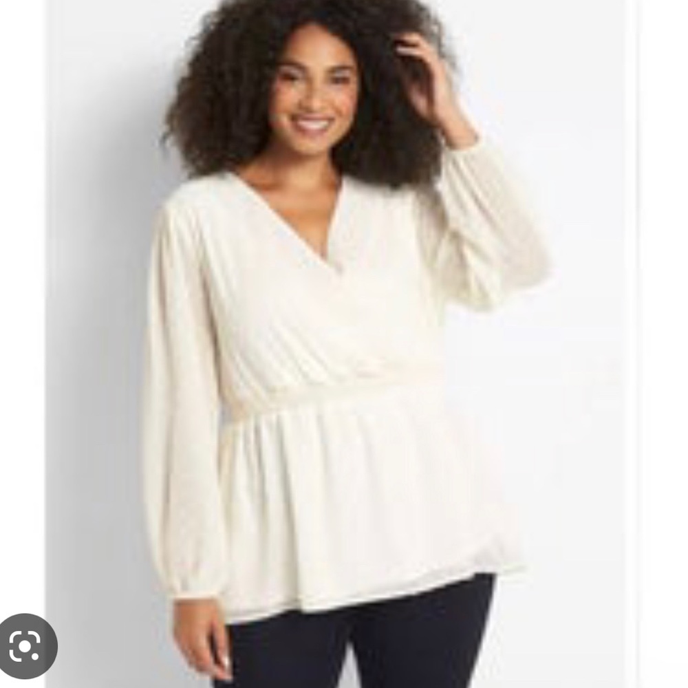Lane Bryant long sleeve v-neck peplum top
